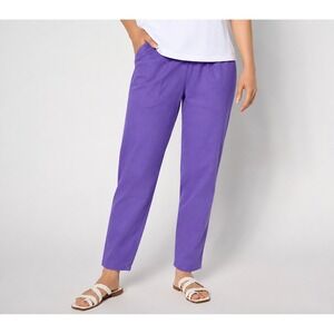 Denim & Co Original Waist Stretch Tall Side Pocket Pant Deep Grapes Tall XS #60*
